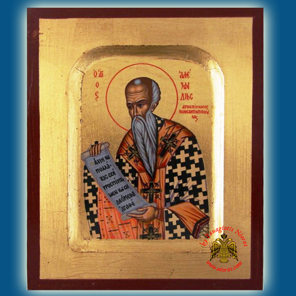Saint Alexander the Great Byzantine Wooden Icon on Canvas